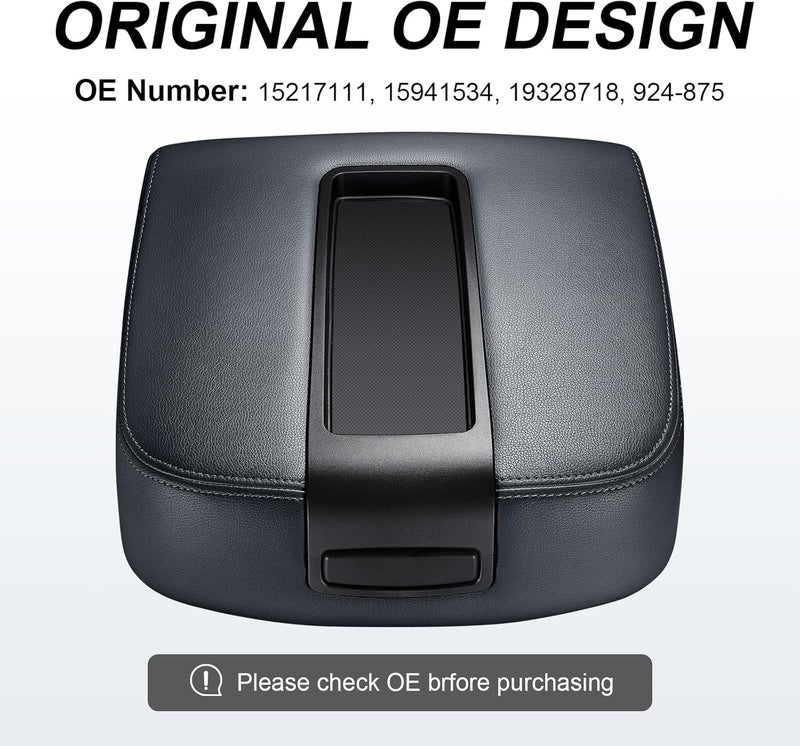 SPEEDWOW Center Console Lid Armrest Cover for Chevy Avalanche Silverado Tahoe GMC Yukon XL Sierra 2007 2008 2009 2010 2011 2012 2013 (Black)… - Image 2